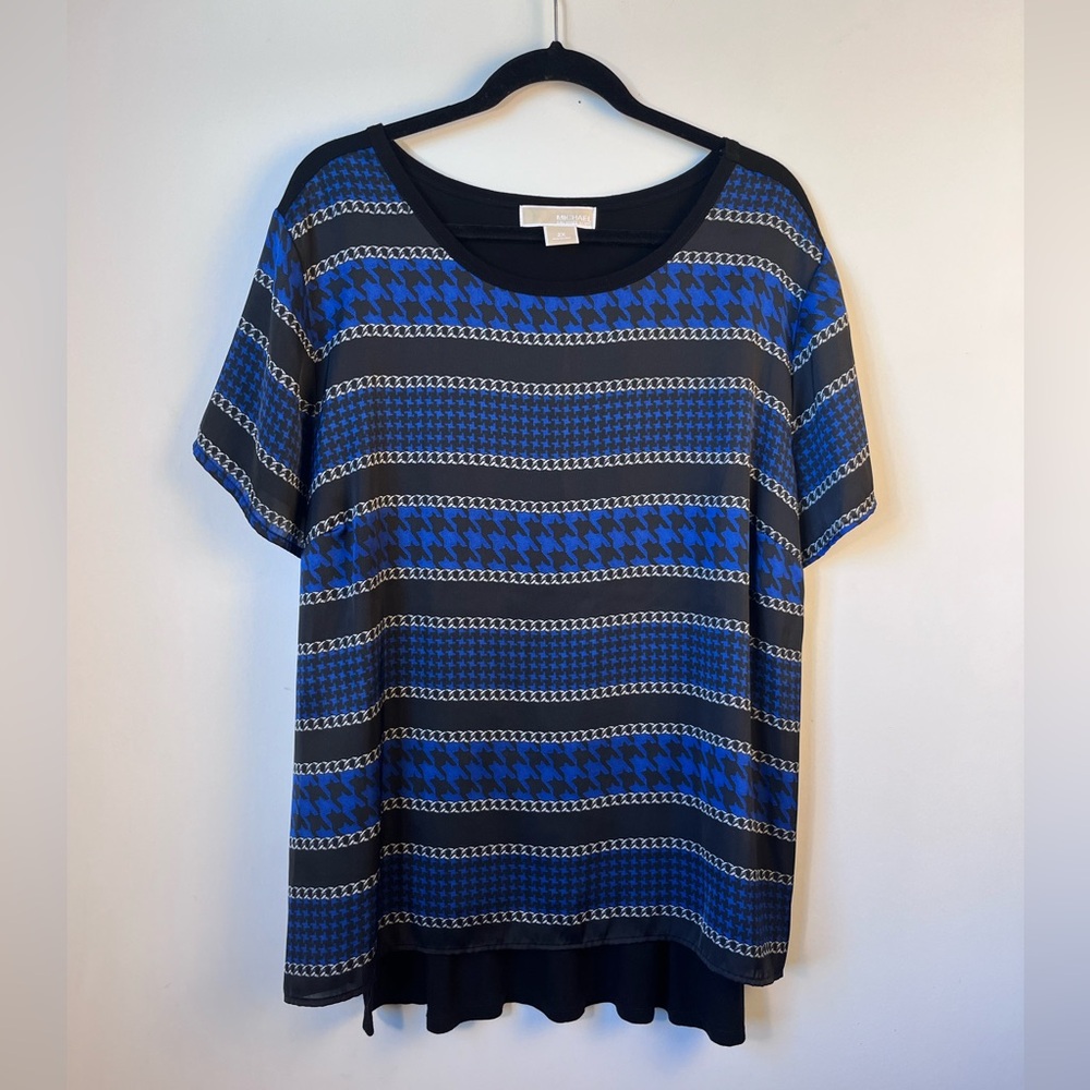 Michael Kors Women’s Black/Blue Chain Top Size 2X.